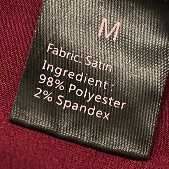 Red Satin Pants with Elastic Waist & Front Pockets – Size Medium - Picture 16 of 16